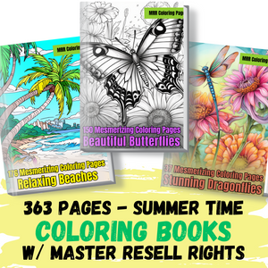 MRR 363 Coloring Pages, SUMMER TIME Bundle with Full Master Resell Rights