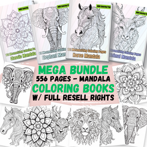 MRR 556 Coloring Pages, Mandala MEGA Bundle with Full Master Resell Rights