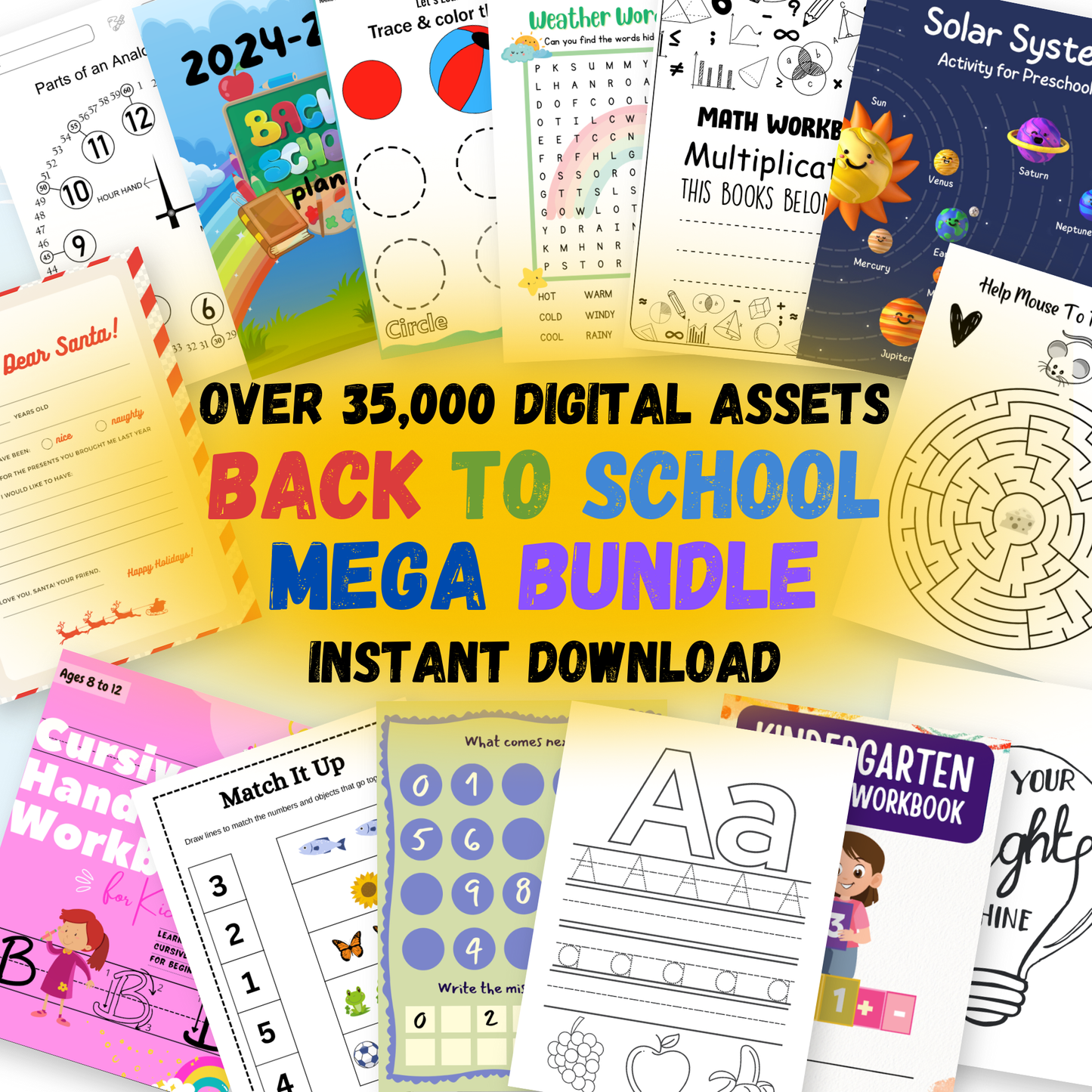 The Ultimate BACK TO SCHOOL Mega Bundle - Digital Download Activity Books & Coloring Pages for Kids w/ MRR Master Resell Rights