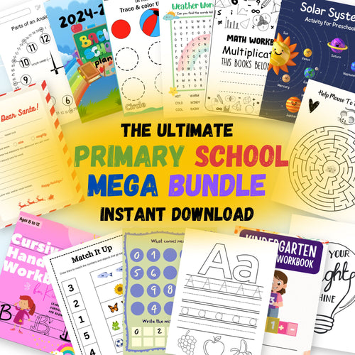 The Ultimate PRIMARY SCHOOL Mega Bundle - Digital Download Activity Books & Coloring Pages for Kids w/ MRR Master Resell Rights