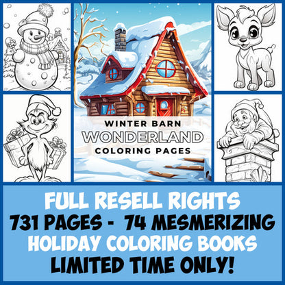 MMR 731 Pages, 74 Holiday Coloring Books with Full Master Resell Rights