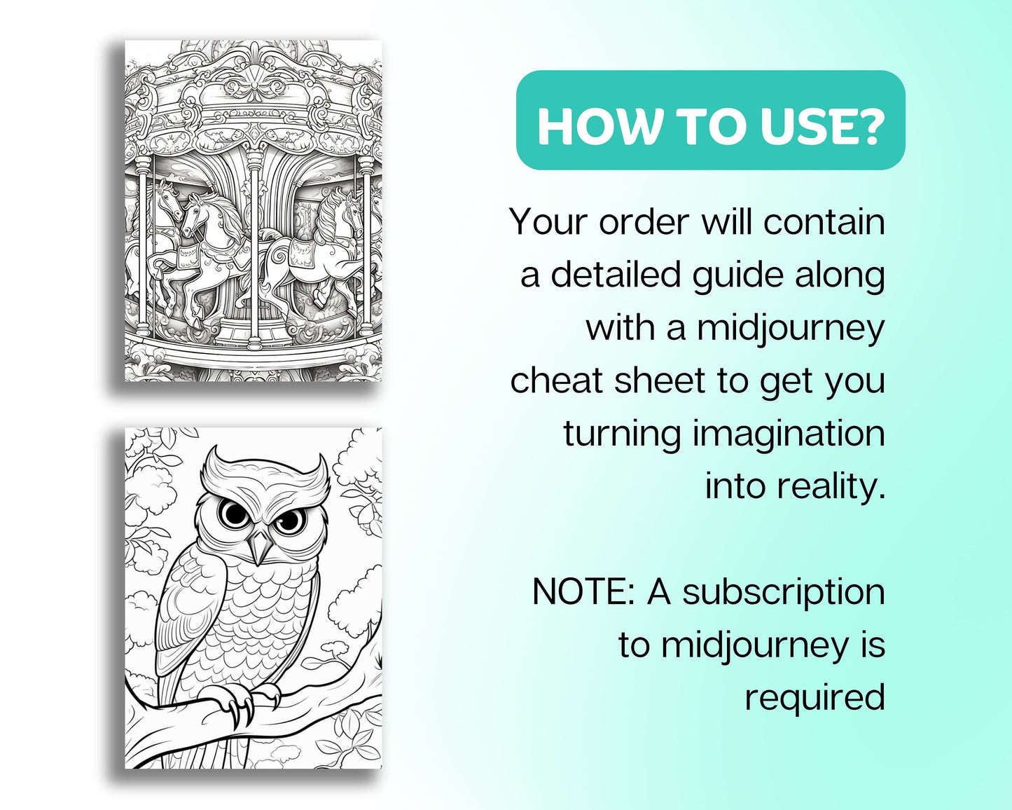 500 Midjourney Prompts AI For Kids Coloring Pages Book