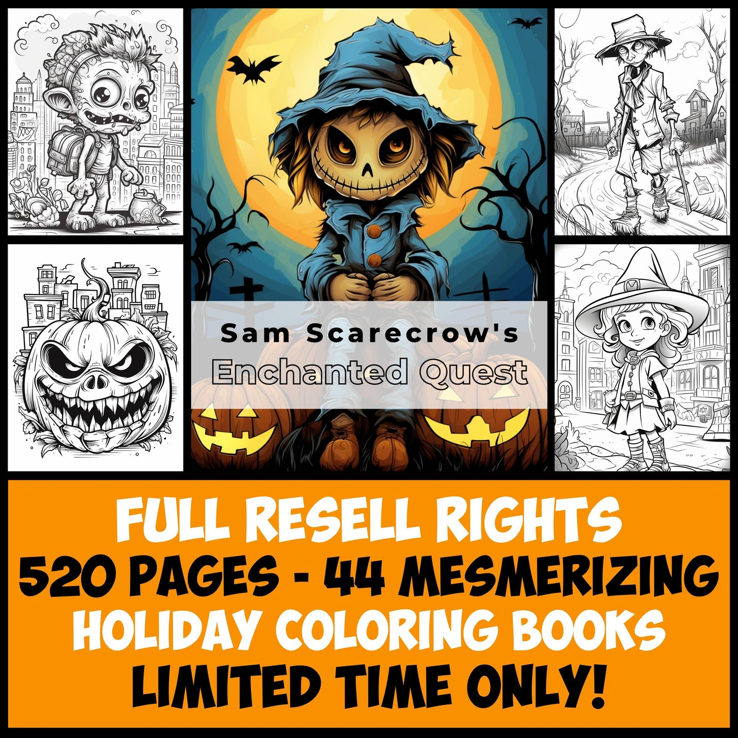 MMR 520 Pages, 44 Mesmerizing Coloring Books with Full Master Resell Rights