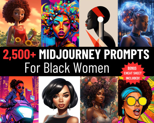 2500 Midjourney Prompts AI For Black Women