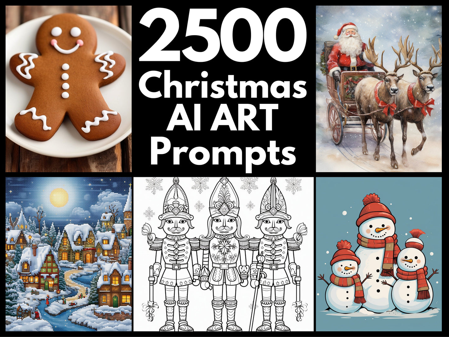 2500 Christmas Graphics AI Art Prompts